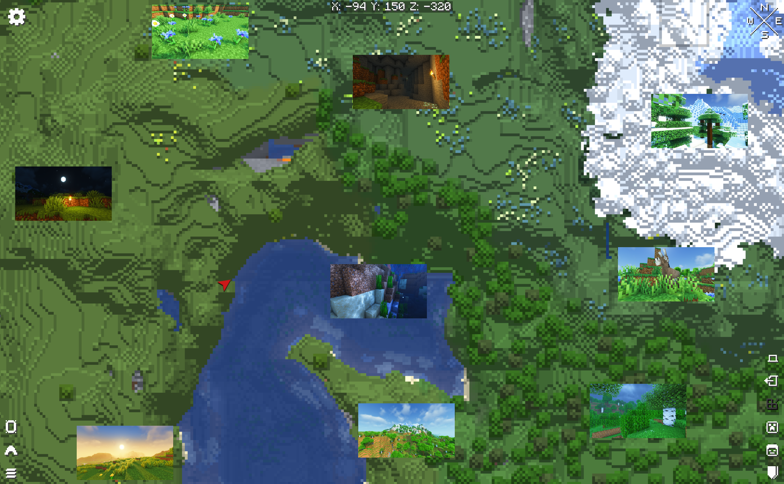 Screenshots displayed in Xaero's World Map