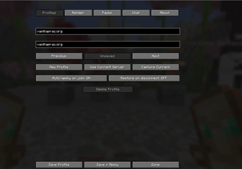 Server profiles — screenshot 3