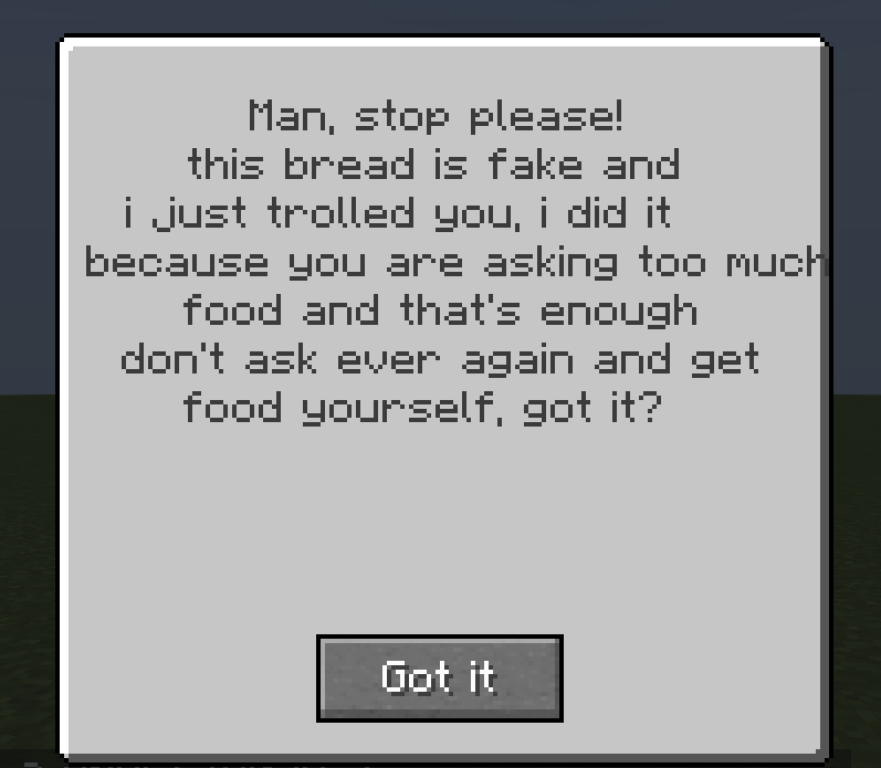 Fake Bread GUI for who is constantly asking for food