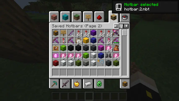 Infinite saved hotbar capacity