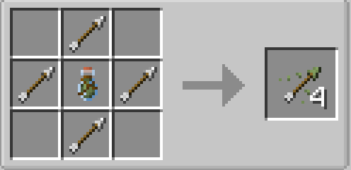 The crafting recipe for tipped arrows requires one of most any tonic or tincture and four arrows. This is a shapeless recipe.