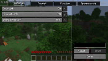 General settings — toggle and direction options