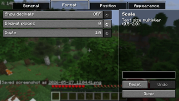 Format settings — scale, decimals