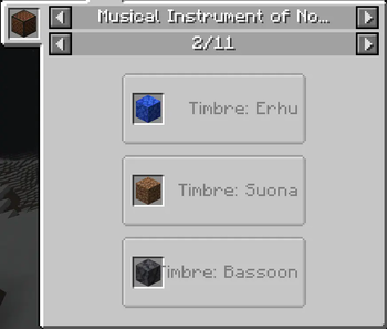 The GUI compat with JEI that shows the instrument of each block