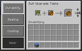 Suit upgrade table