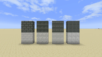 The new Calcite blocks next to the 1.21 Tuff blocks!