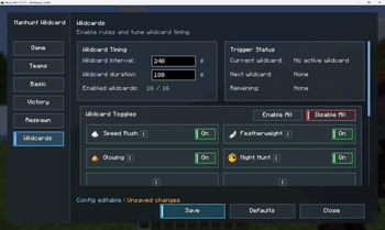 GUI-Wildcard settings