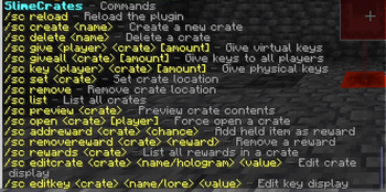 All the usable commands with descriptions