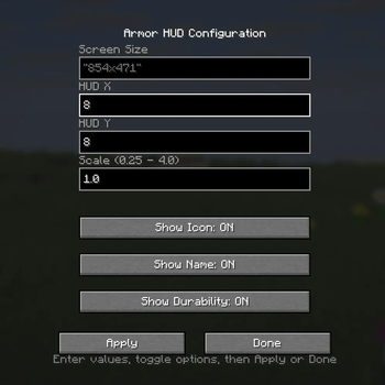 settings pannel (default H)