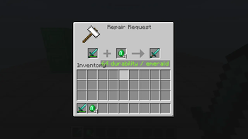 Repair Request menu showing emerald-based repair