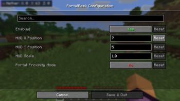 In-Game Configuration Screen