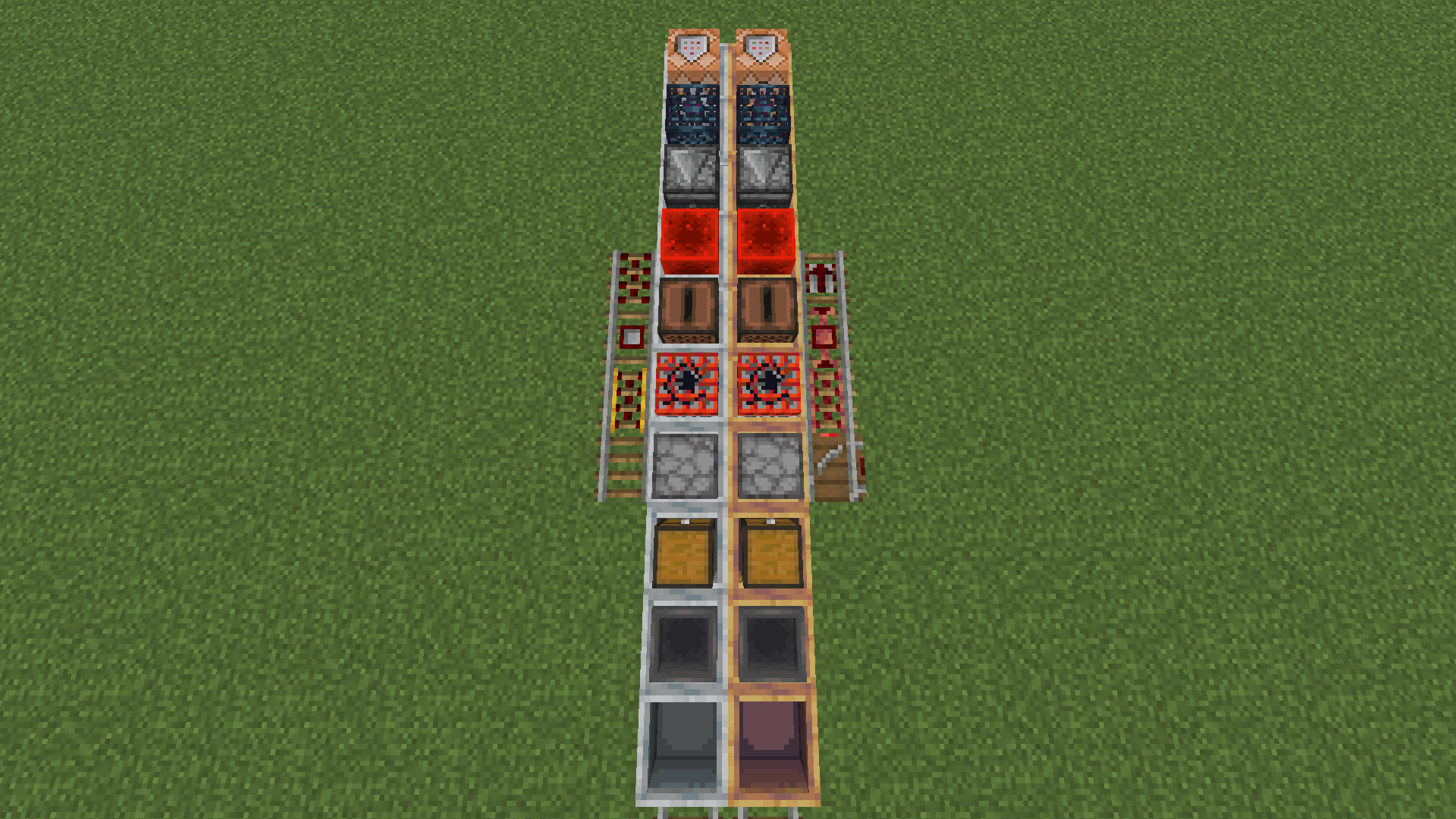 The mod's additions lined up next to vanilla rails and minecarts