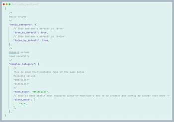 Example config as JSON5