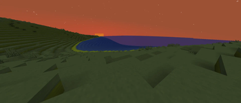 Sunset at random generated planet with sand
