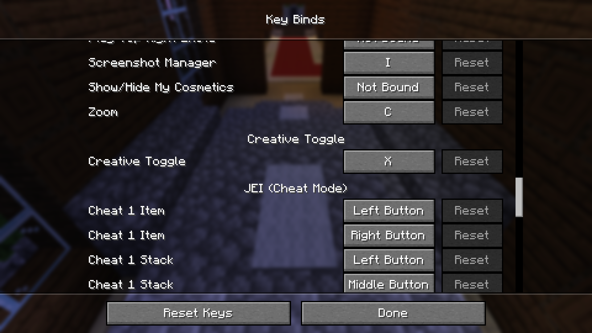 Settings Key Change Screen