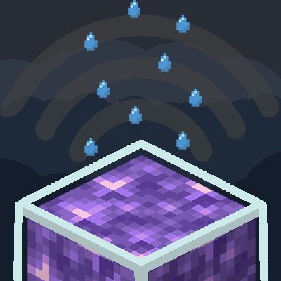 Rain on amethyst in glass