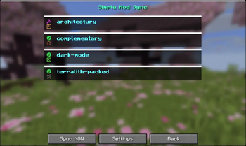 Screen with all the synchronized content