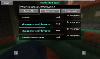 Mod sync screen