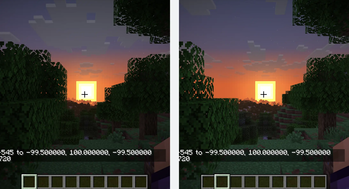Comparison between light levels