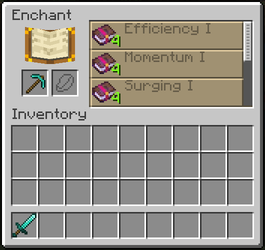 Enchanting Table UI