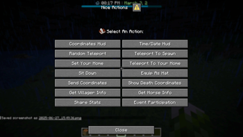 Main Player Menu