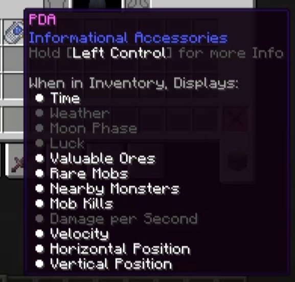 Tooltip of the PDA Accessory