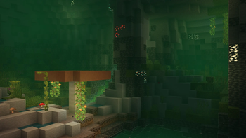 lush cave interior