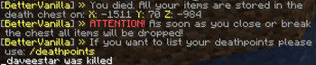 Deathpoints/Deathchest Messages