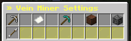 Vein Miner Settings GUI