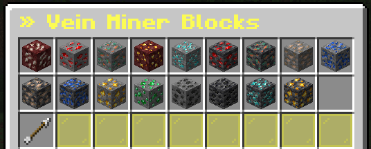 Vein Miner Blocks GUI
