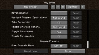 Key Binds Screen