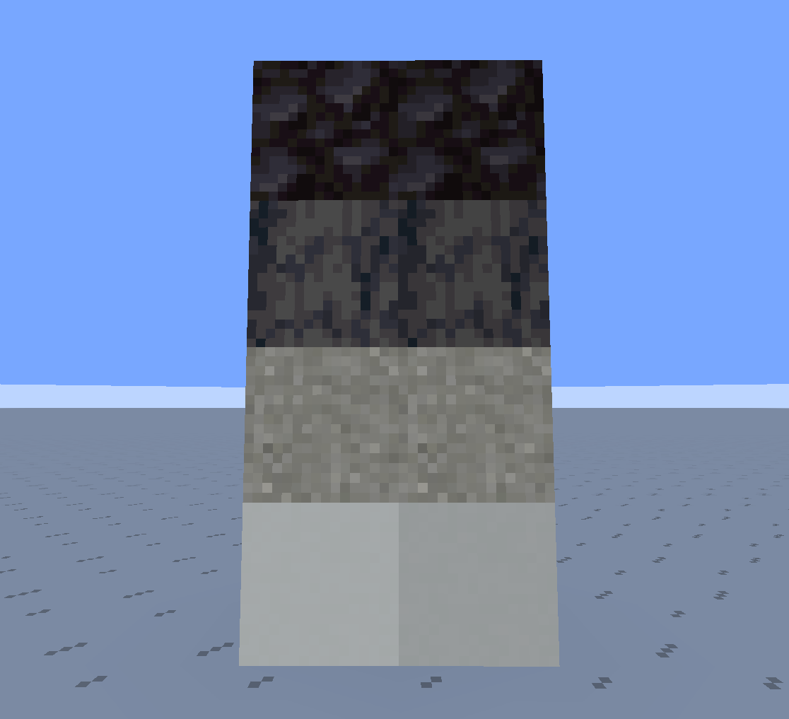 basalt, black stone white concrete, light gray concrete powder