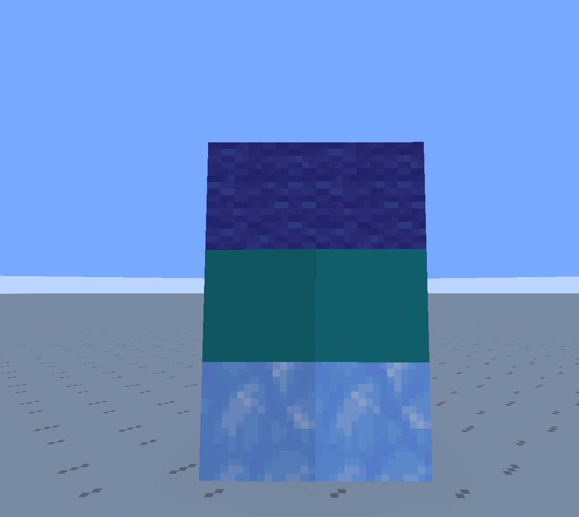 blue ice, cyan concrete and blue wool blocks