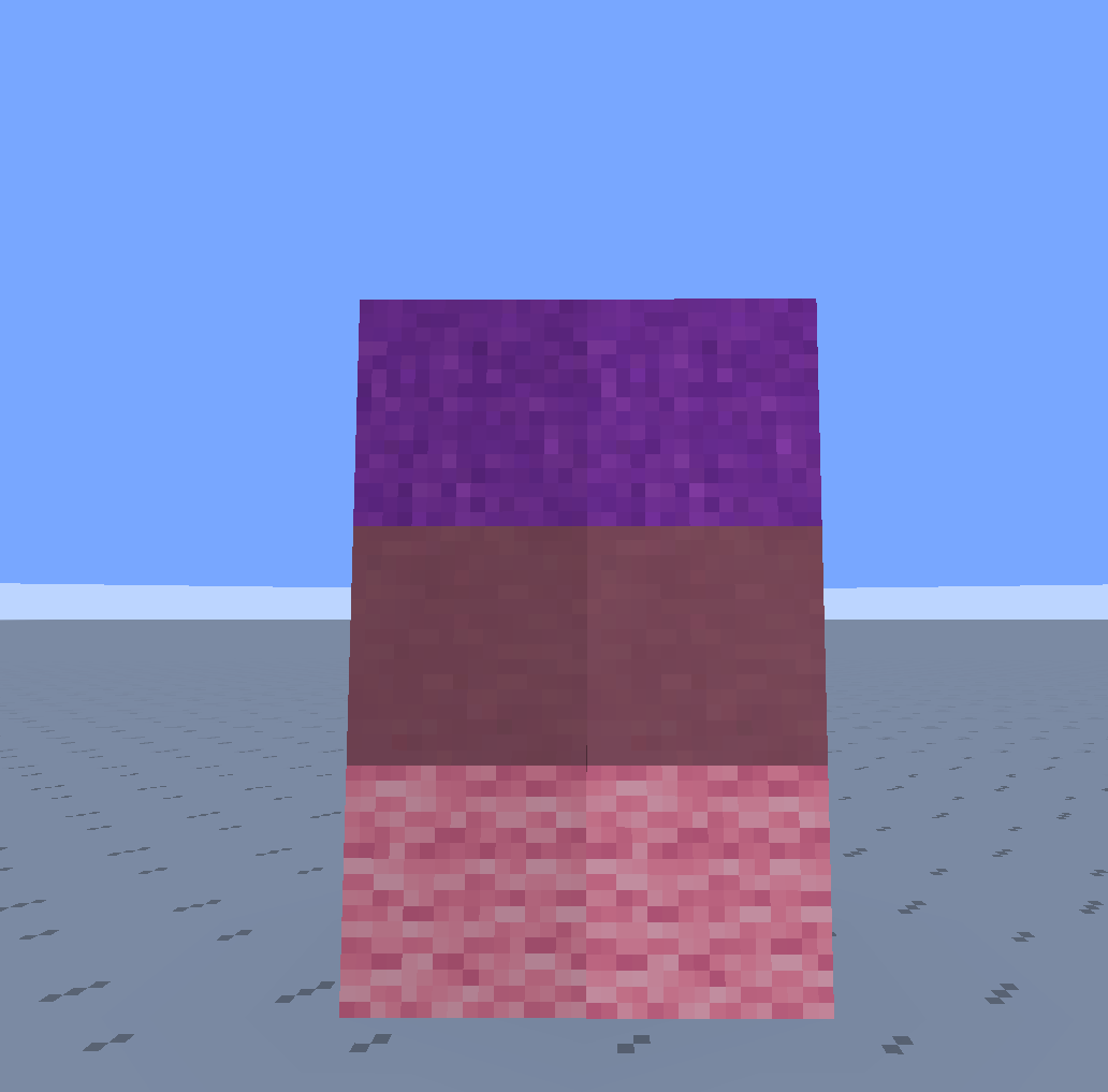 pink wool, magenta terracotta and purple concrete powder blocks