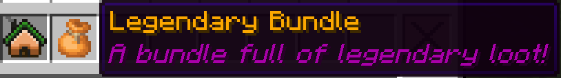 An image of a loot bundle and the tooltip which reads "A bundle full of legendary loot!"