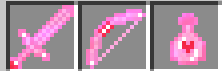 Pink Lucky Sword, Pink Lucky Bow, and Pink Love Potion