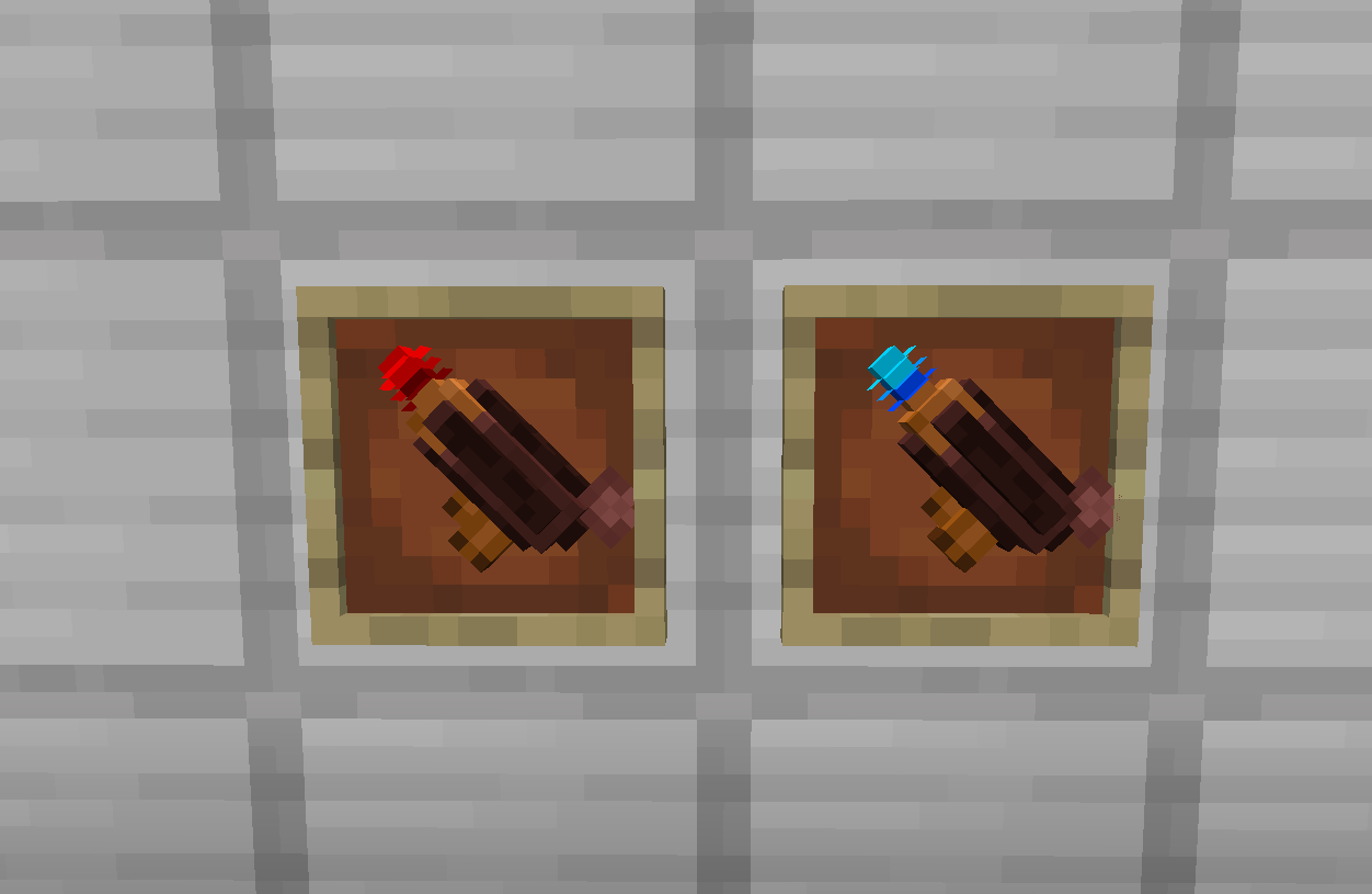 The items in an item frame