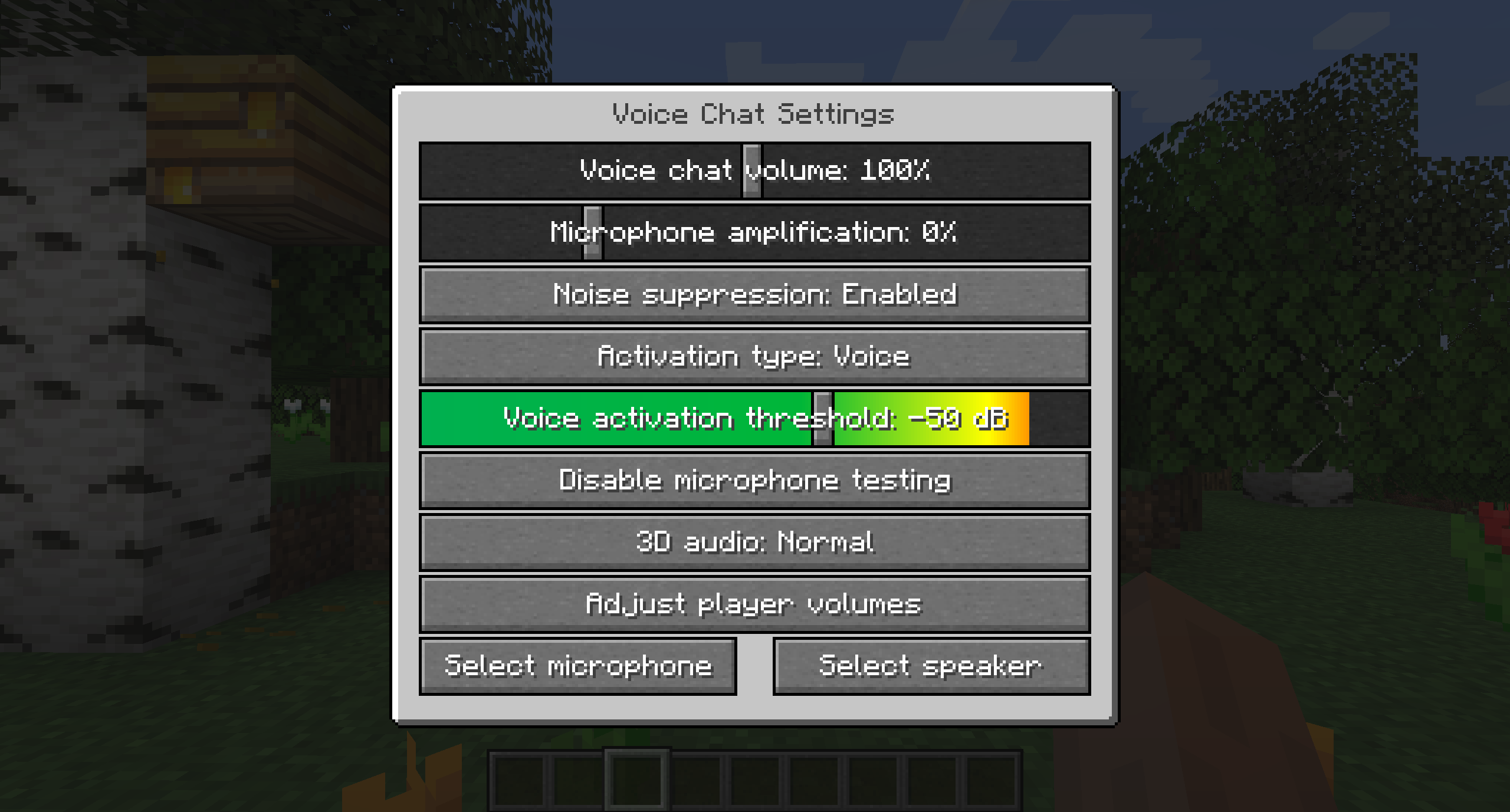 Voice chat settings