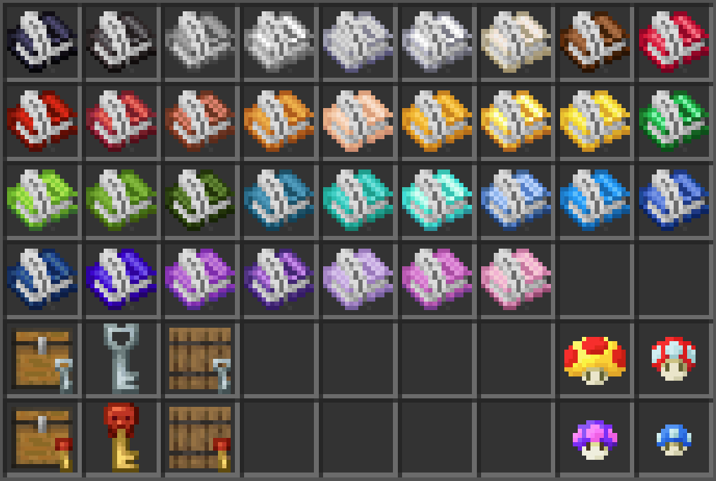 Dyeable Books, Locked Chests, and Mushrooms