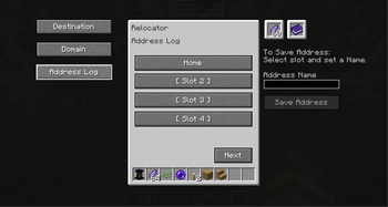 Address Log Menu