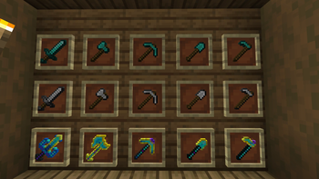 Textures of the tools , iron , diamond and netherite.