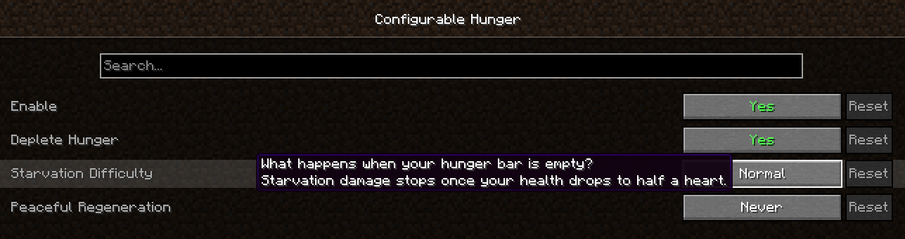 Configurable Hunger — screenshot 2