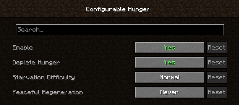 Configurable Hunger — screenshot 1