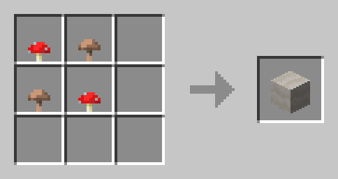 2 Brown Mushroom + 2 Red Mushroom = Mushroom Stem
