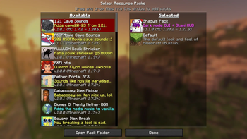 Resource pack menu