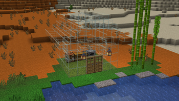 A glass house using both vanilla and Mo Glass blocks