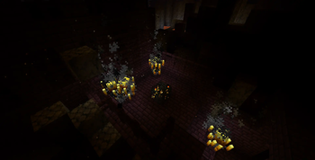 blazes glowing in the nether