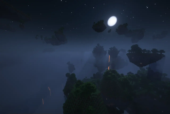 Misty islands at night