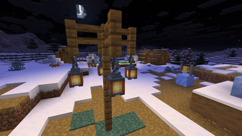 Lanterns in Snowy Village