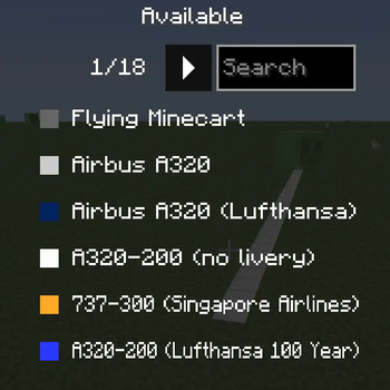 18 Pages on airplane selection screen